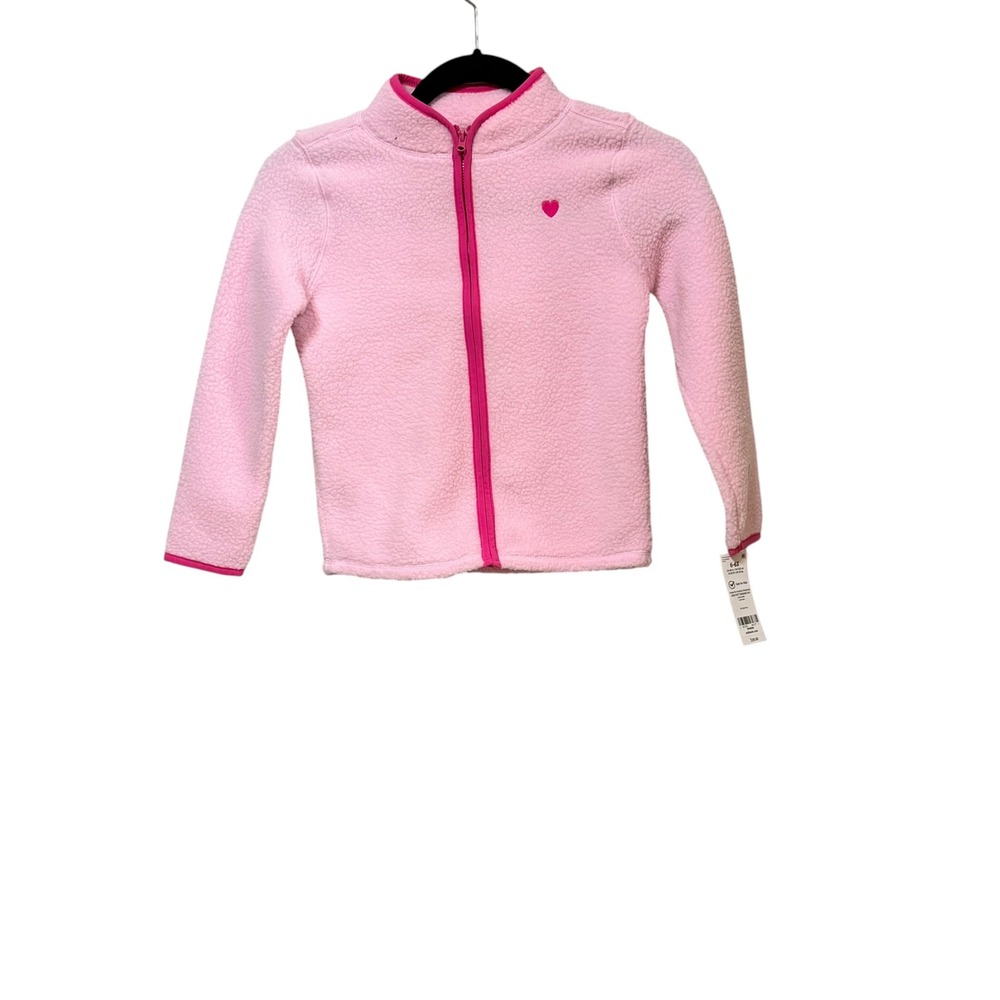 OshKosh Bgosh Girls Pink Fleece Full Zip Heart Jacket Size 6/6x NEW